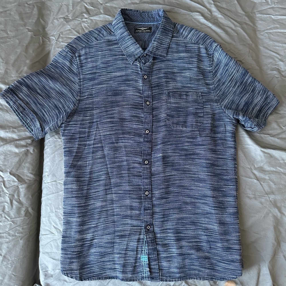 Casual Navy Striped Button-Down Shirt